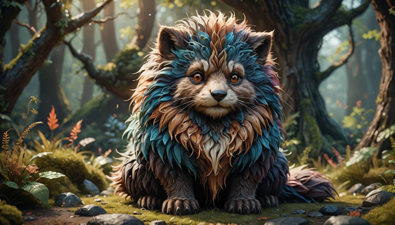 Cute Furry Creature in Detailed Fantasy Art