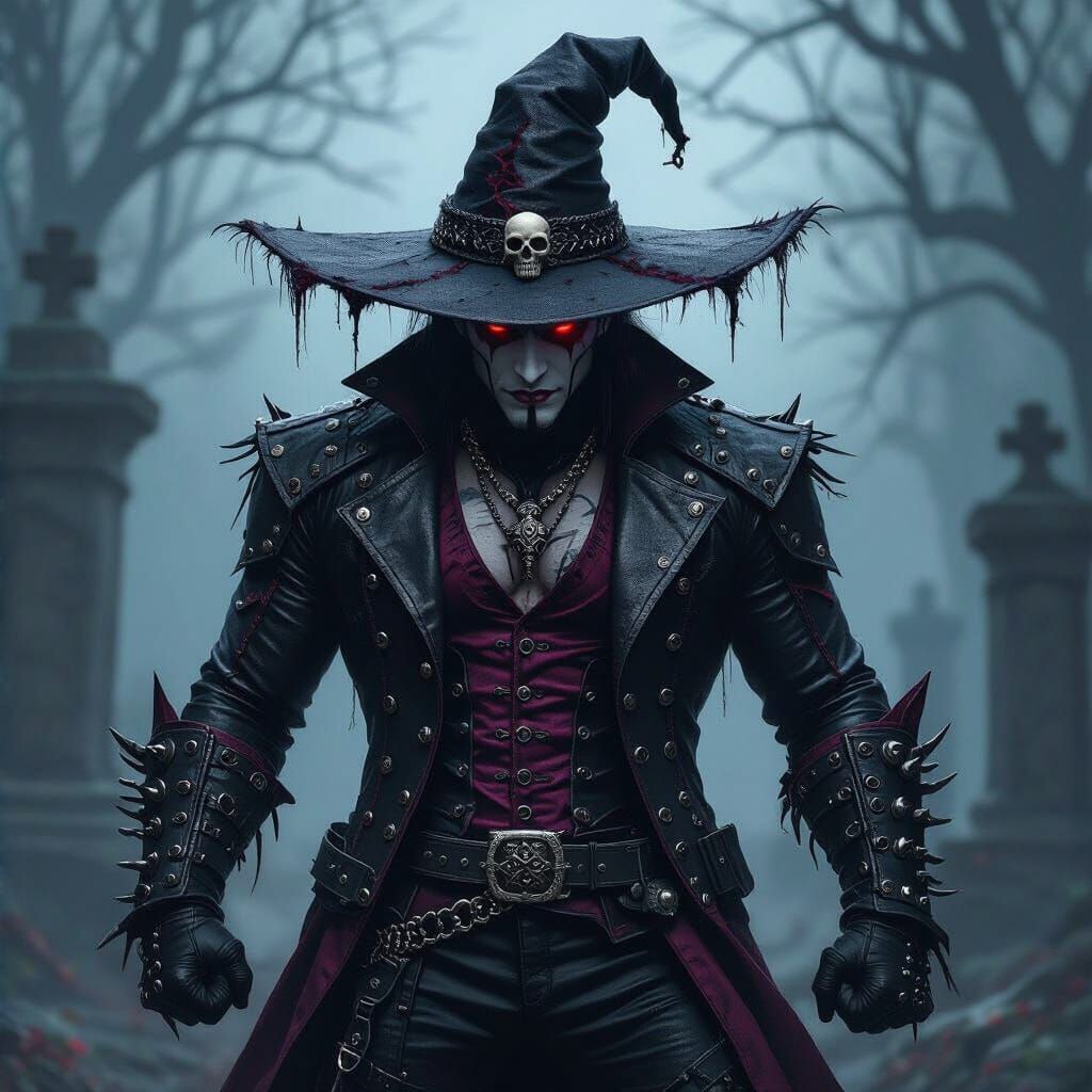 Epic Anime Vampire Warrior Champion in Goth Punk Style