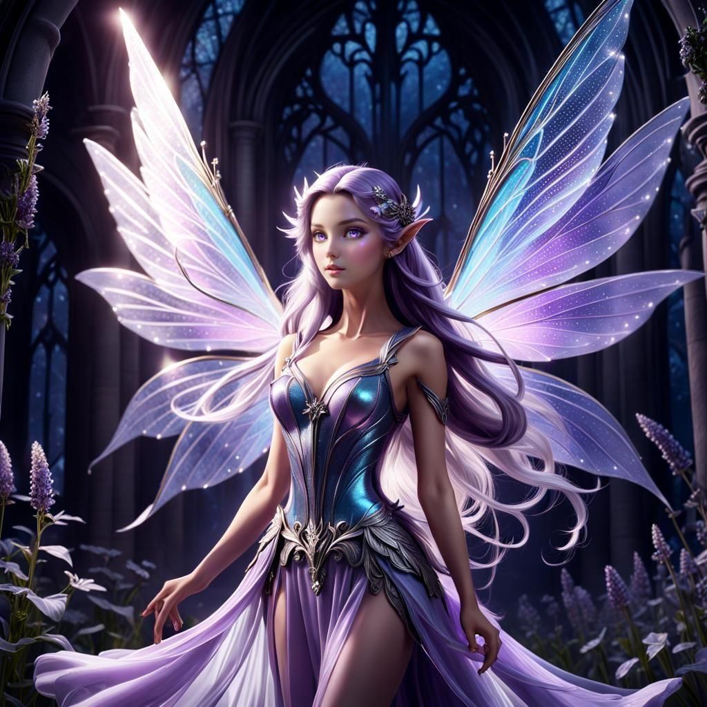 Magic Fairy with Iridescent Wings, Digital Art