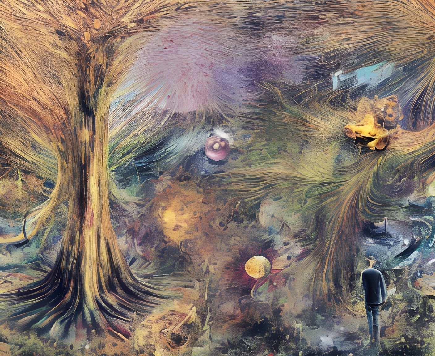 Erupting Pond in Biopunk Style with Magical Particles