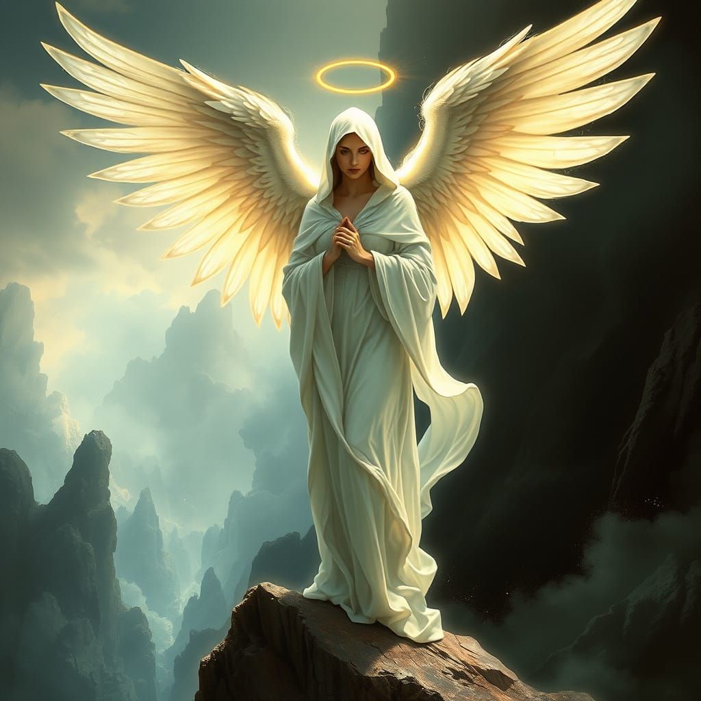 Ethereal Angel Guiding Souls in Surreal Realm