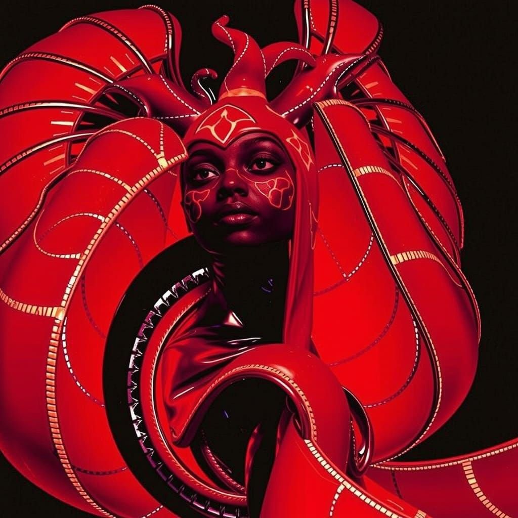 Surreal African Queen in Detailed 3D CGI Style