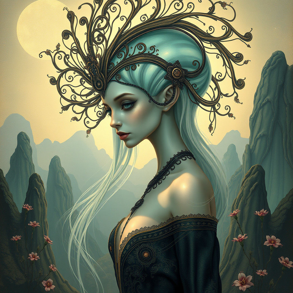 Alien Woman in Art Nouveau Style