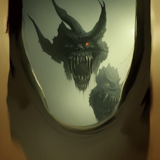 Sinister Monster Under Bed by Greg Rutkowski