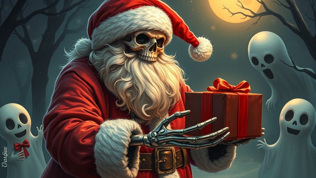 Skeleton Santa Gifts Ghosts And Goblins
