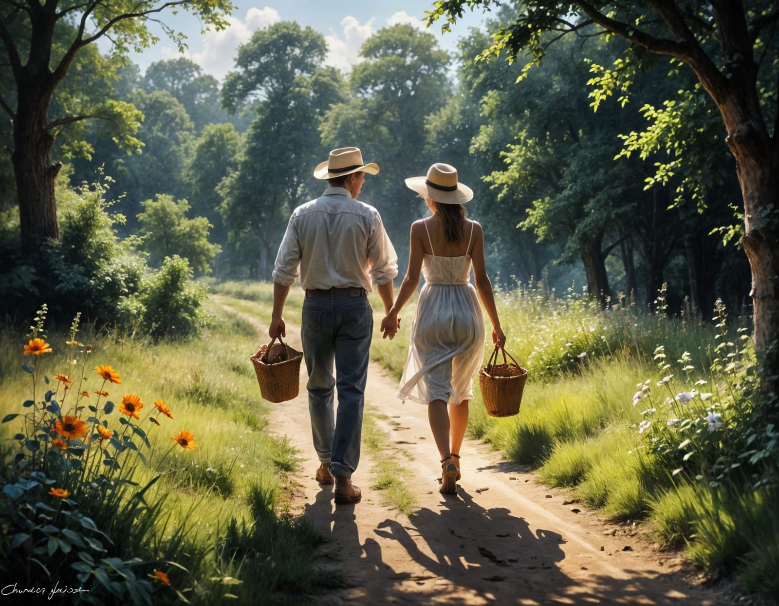 Rustic Summer Scene in Chiaroscuro Style