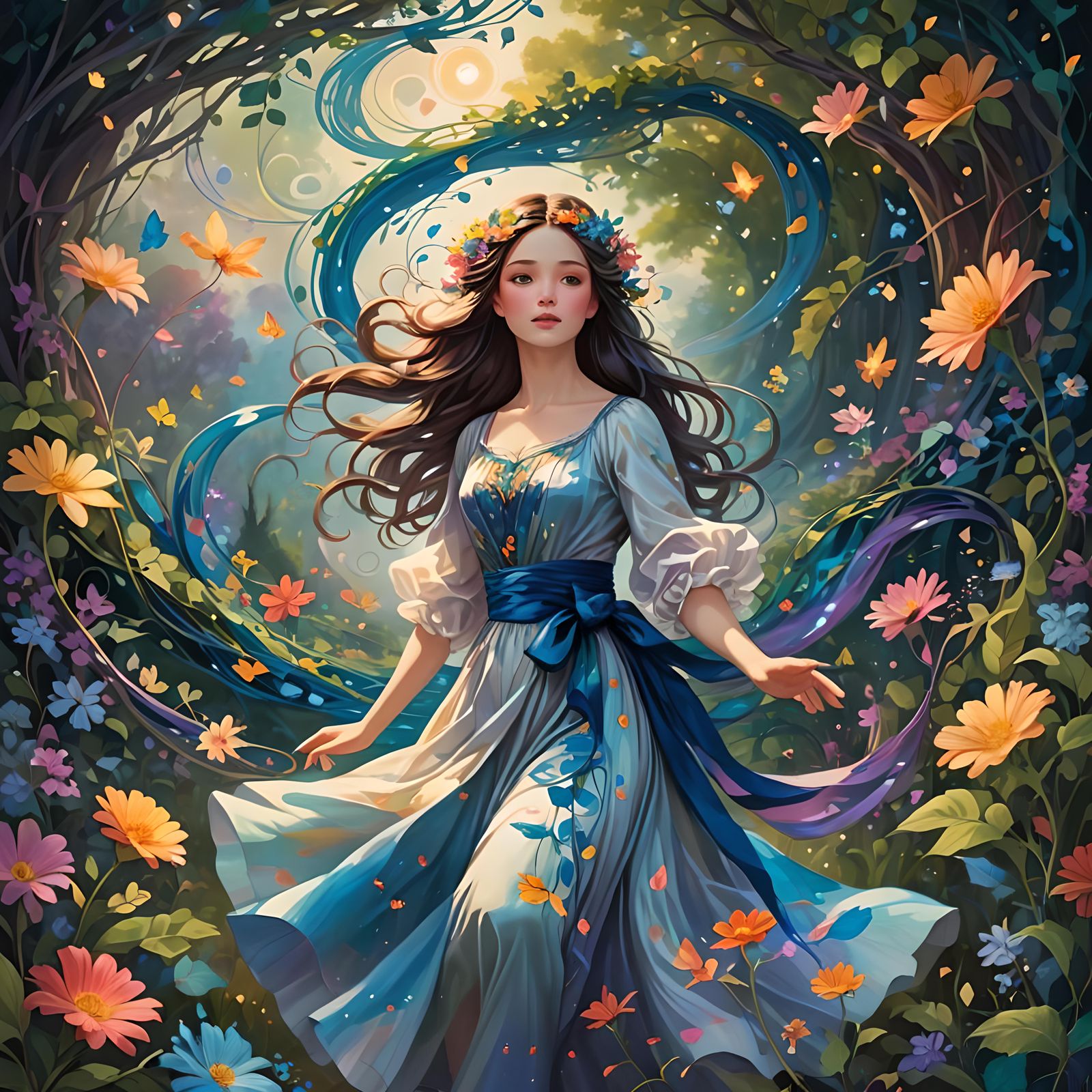 Magical Grace Teleporting in Fairytale Landscape