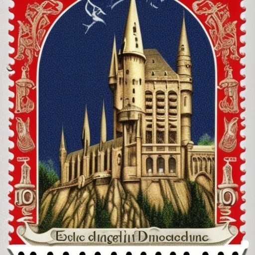 Hogwards Magic Shool Postage Stamp