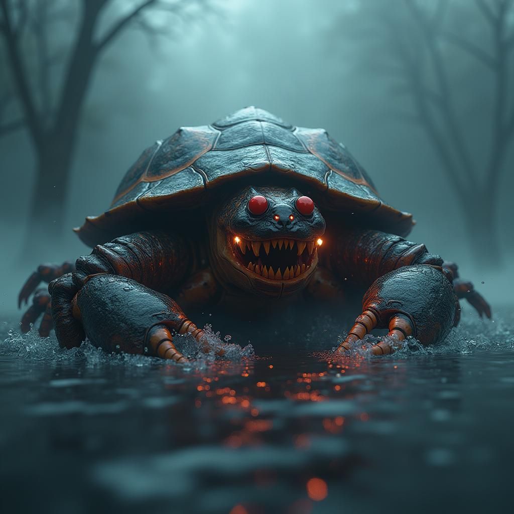 Dark Fantasy Fusion: Turtle, Scorpion, and Crab Monster