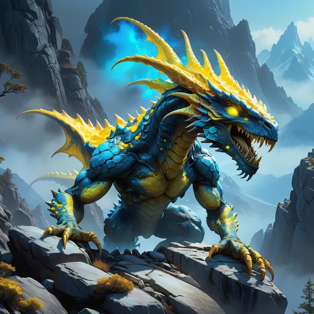 Giant Alien Salamander in Mountainous Landscape