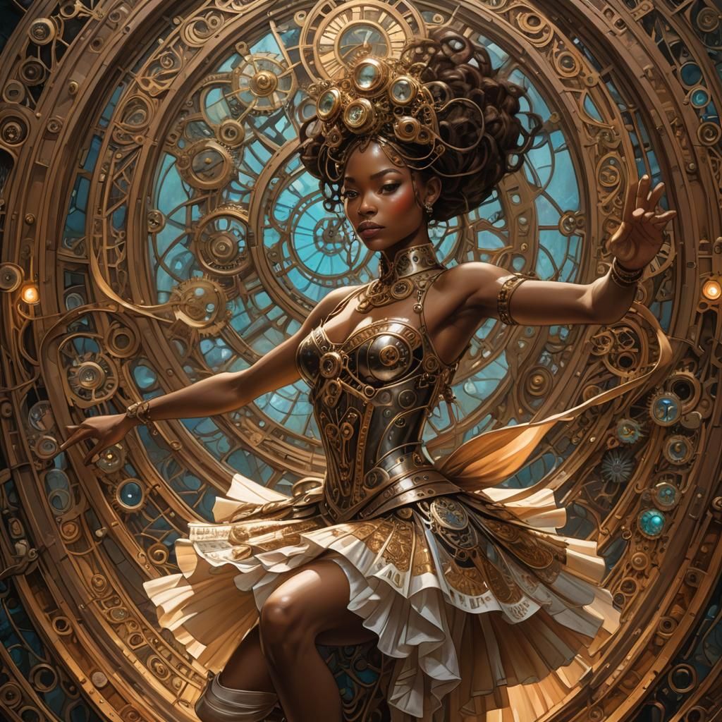 Steampunk Ballerina in Volumetric Lighting Style