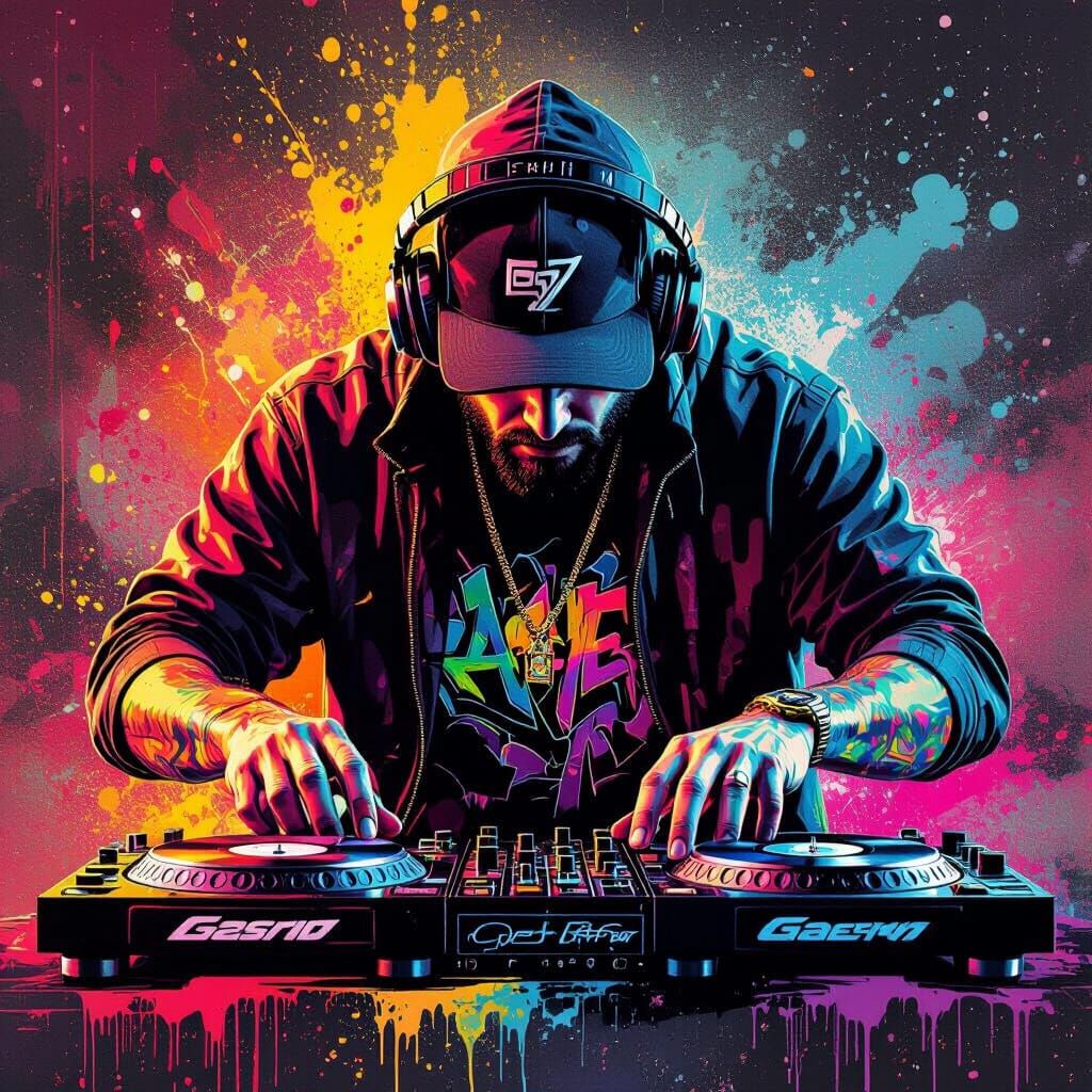 Graffiti DJ Poster for Charlie DB with DJ Scratching Records