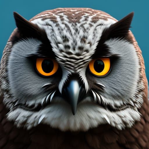 Cat-Owl Hybrid in Detailed Matte Painting