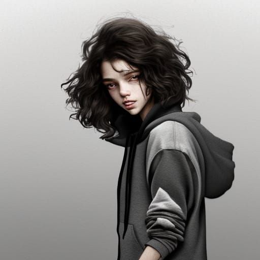 Teen Portrait with Freckles in Art Nouveau Style