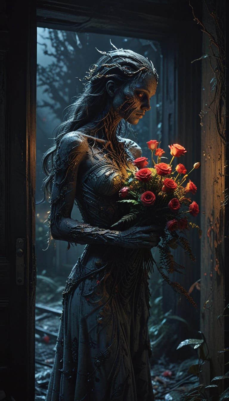 Ethereal Encounter at an Abandoned Victorian Mansion Entranc...