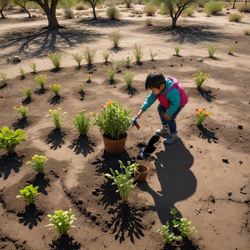 Child Waters Barren Garden: 3D Anime Art