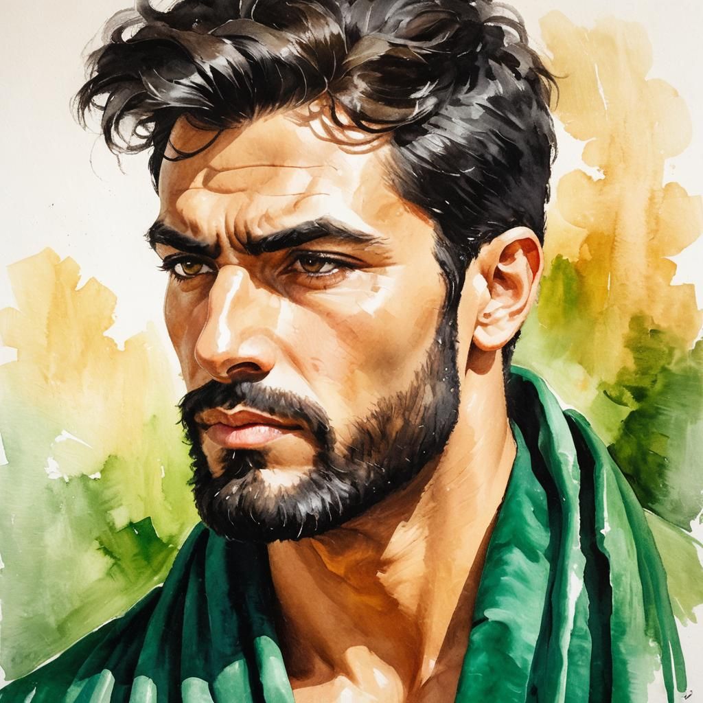 Proud Arab Man in Expressionist Impasto Oil Painting