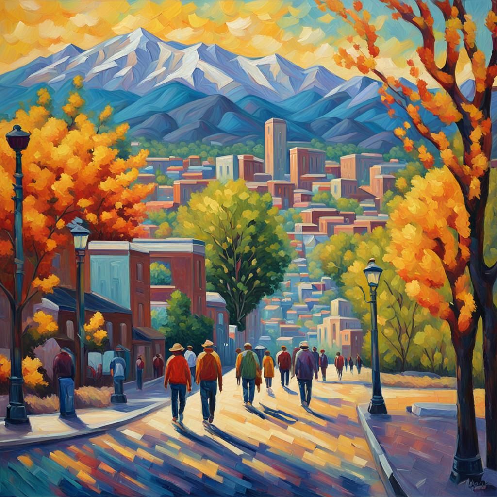Boise Cityscape as Impasto Oil Painting