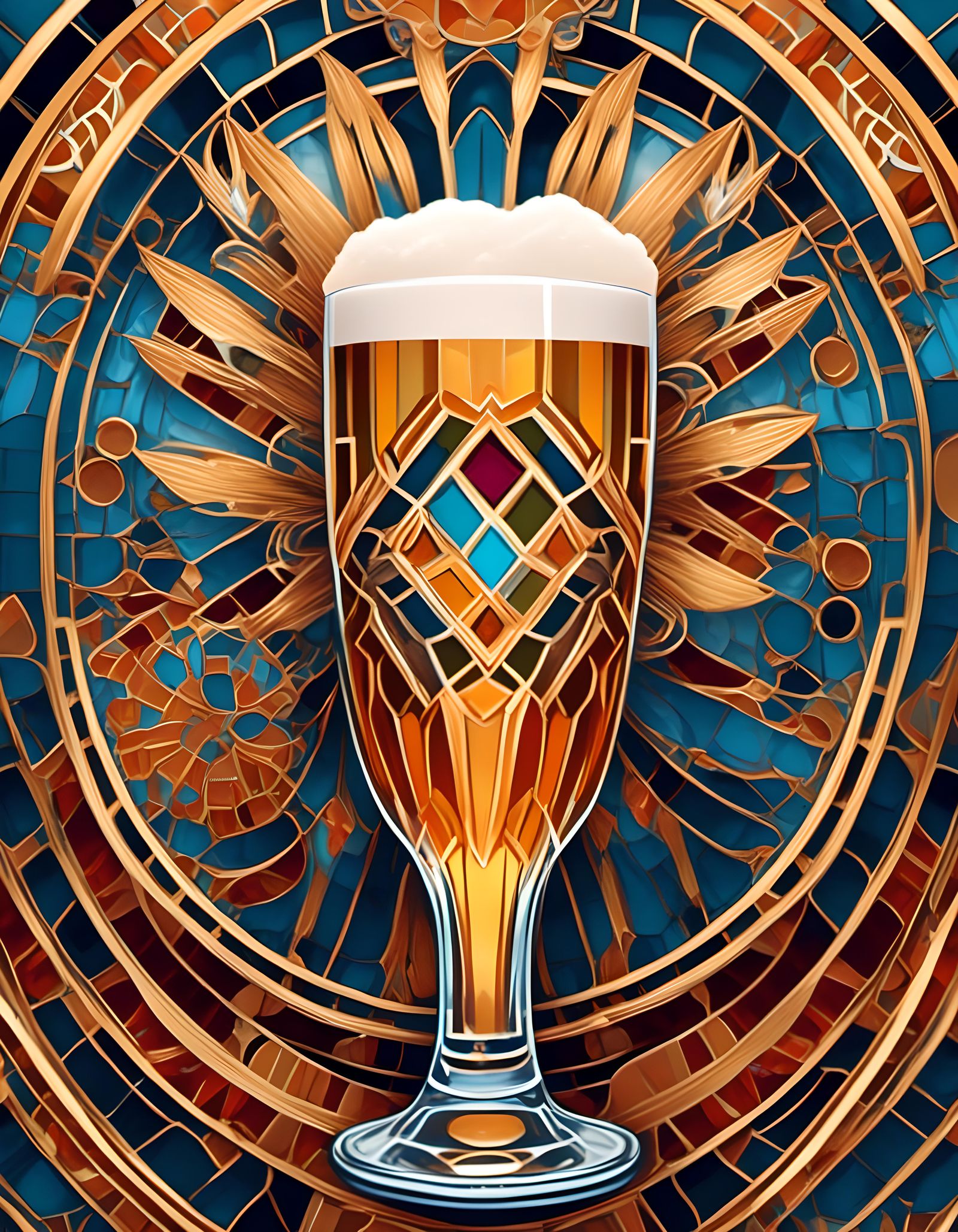 Cubist Pint of Beer in Chalice Glass