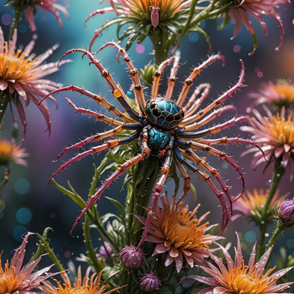 Hyperrealistic Spider Flowers: Alien Botanical Concept Art