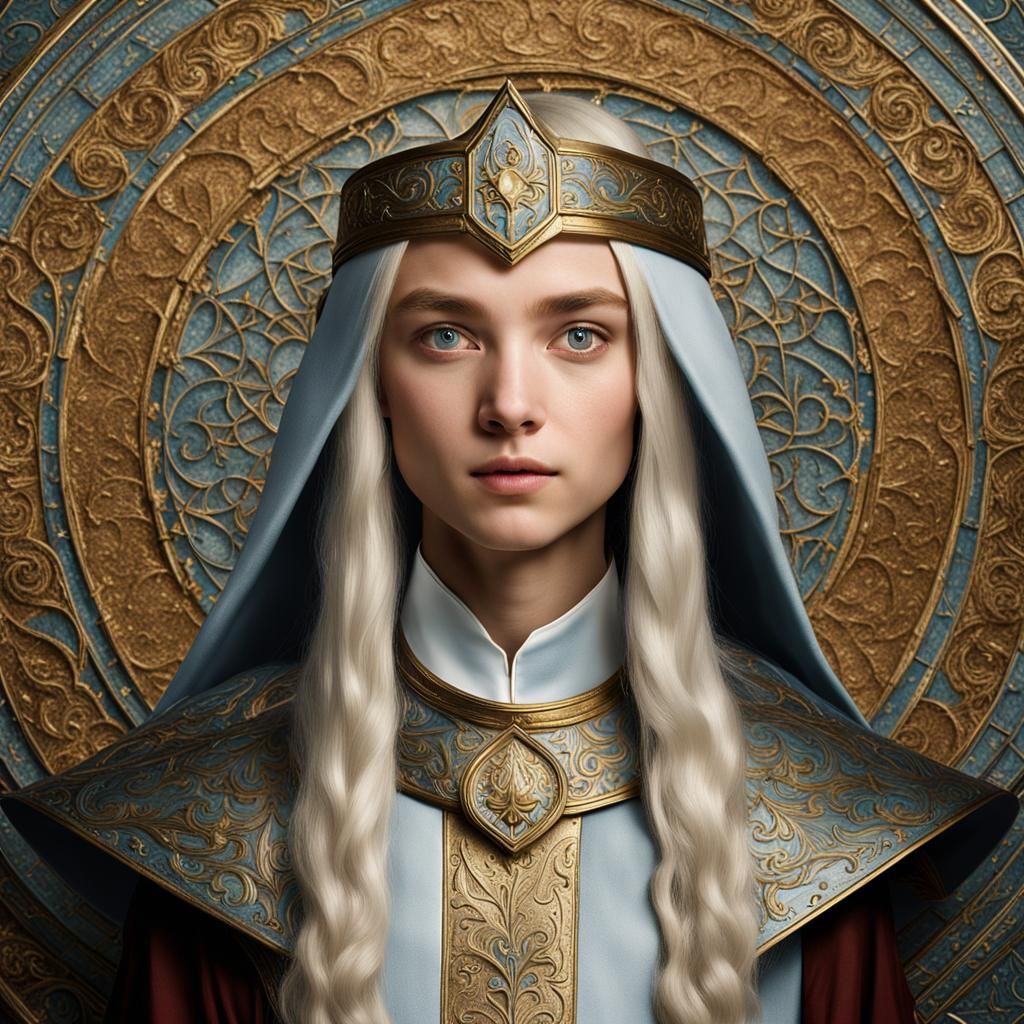 Elegant High Elf Cleric Portrait in Studio Lighting