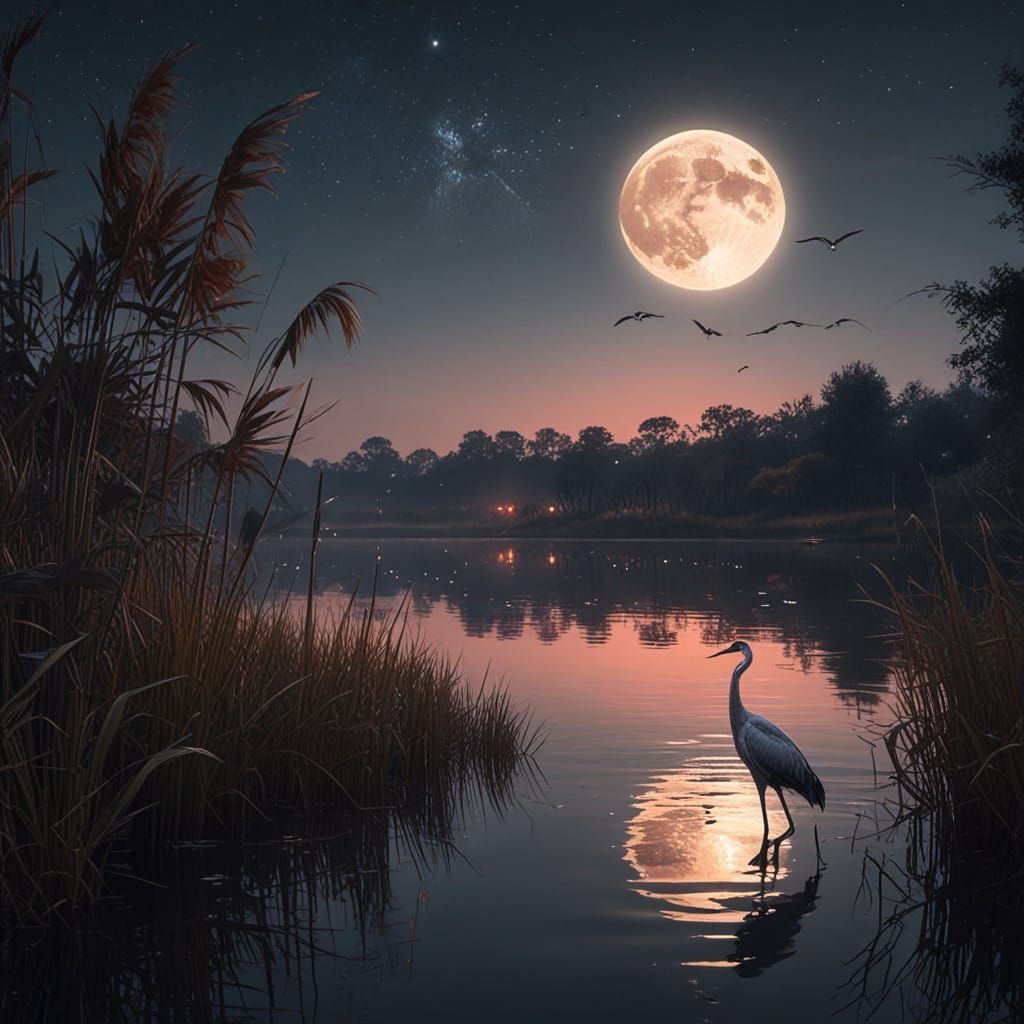 Ethereal Lake Scene at Dusk in Hyperrealistic Digital Art