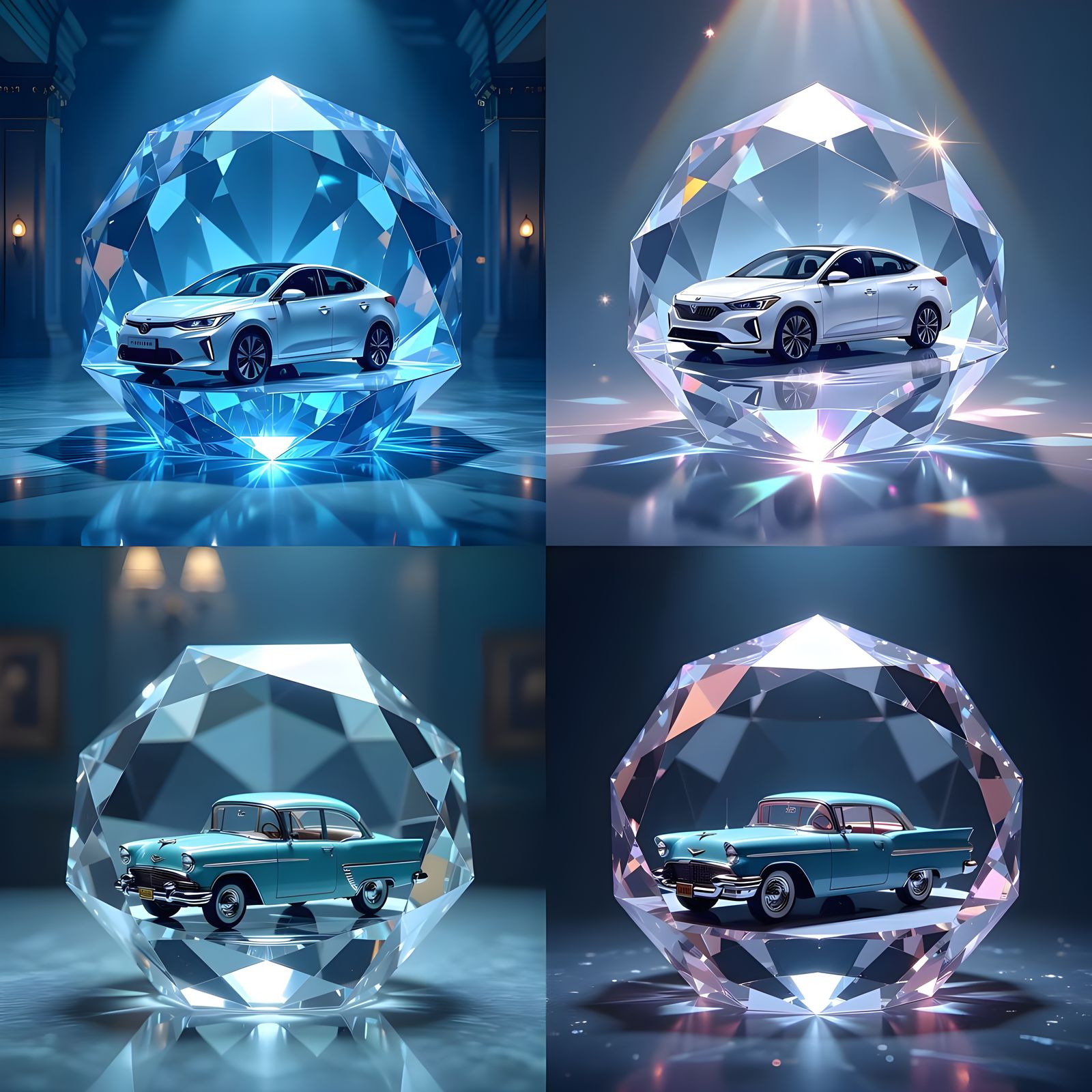 Car in Crystal Ashtray: 3D Photorealistic Art