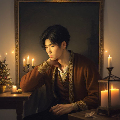 Elegant Oil Painting of a Handsome Gentleman at Home