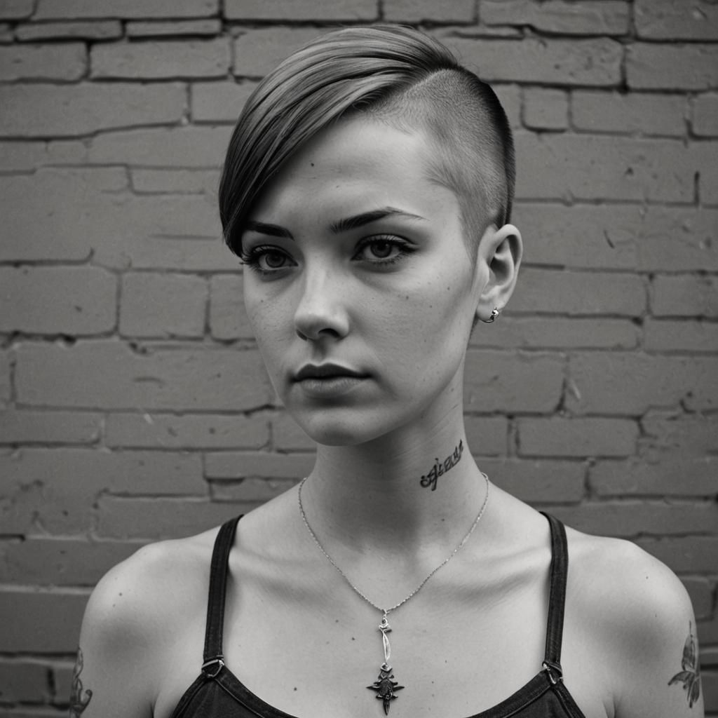 a stunning skinhead woman
