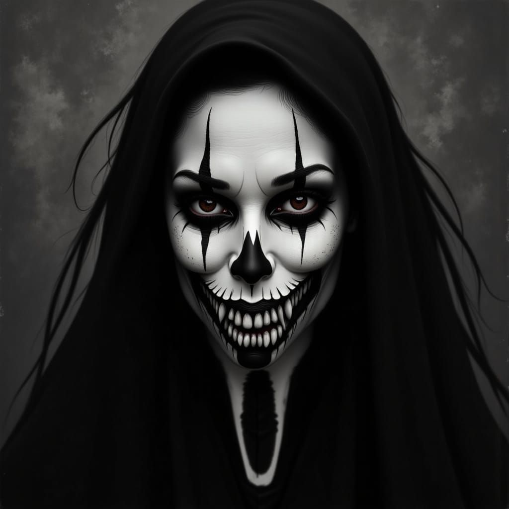 Halloween Face in Black on Black