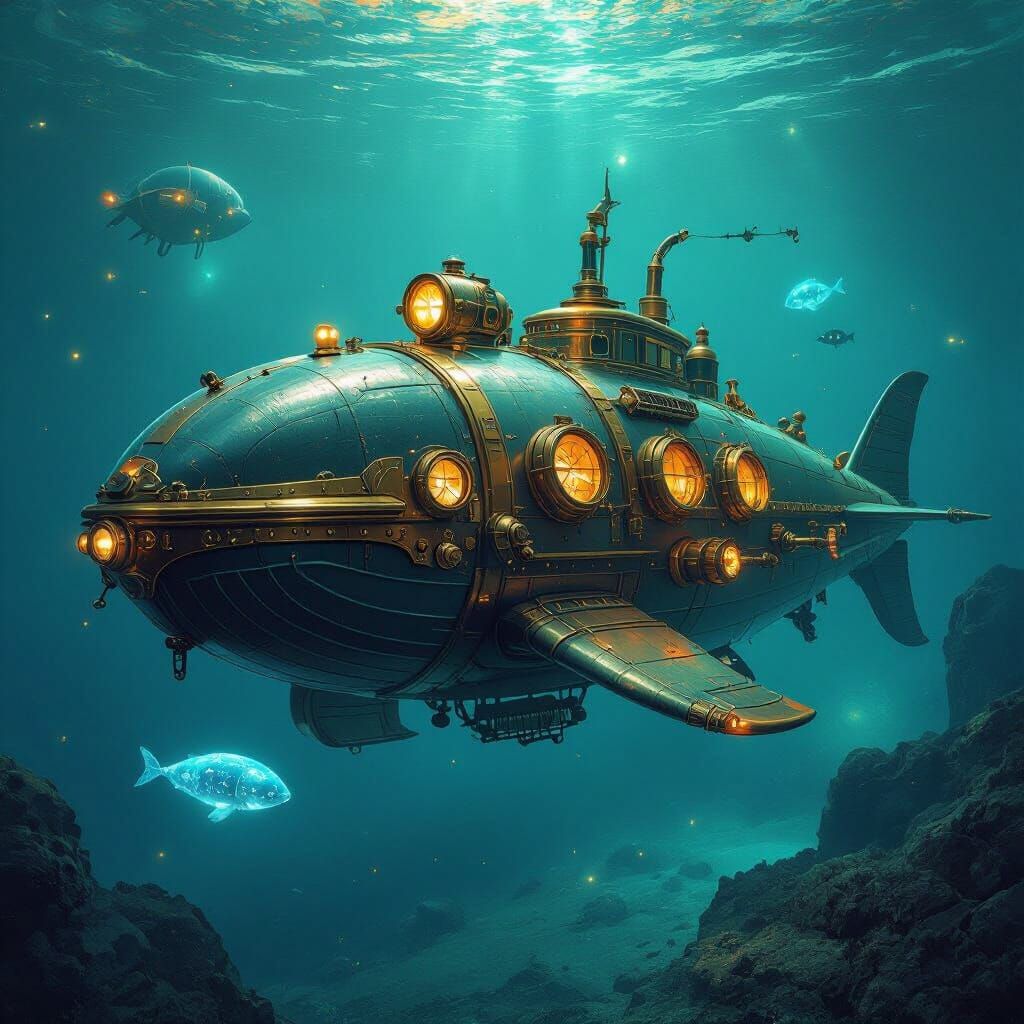 Steampunk Whale Submarine Explores Europa's Depths