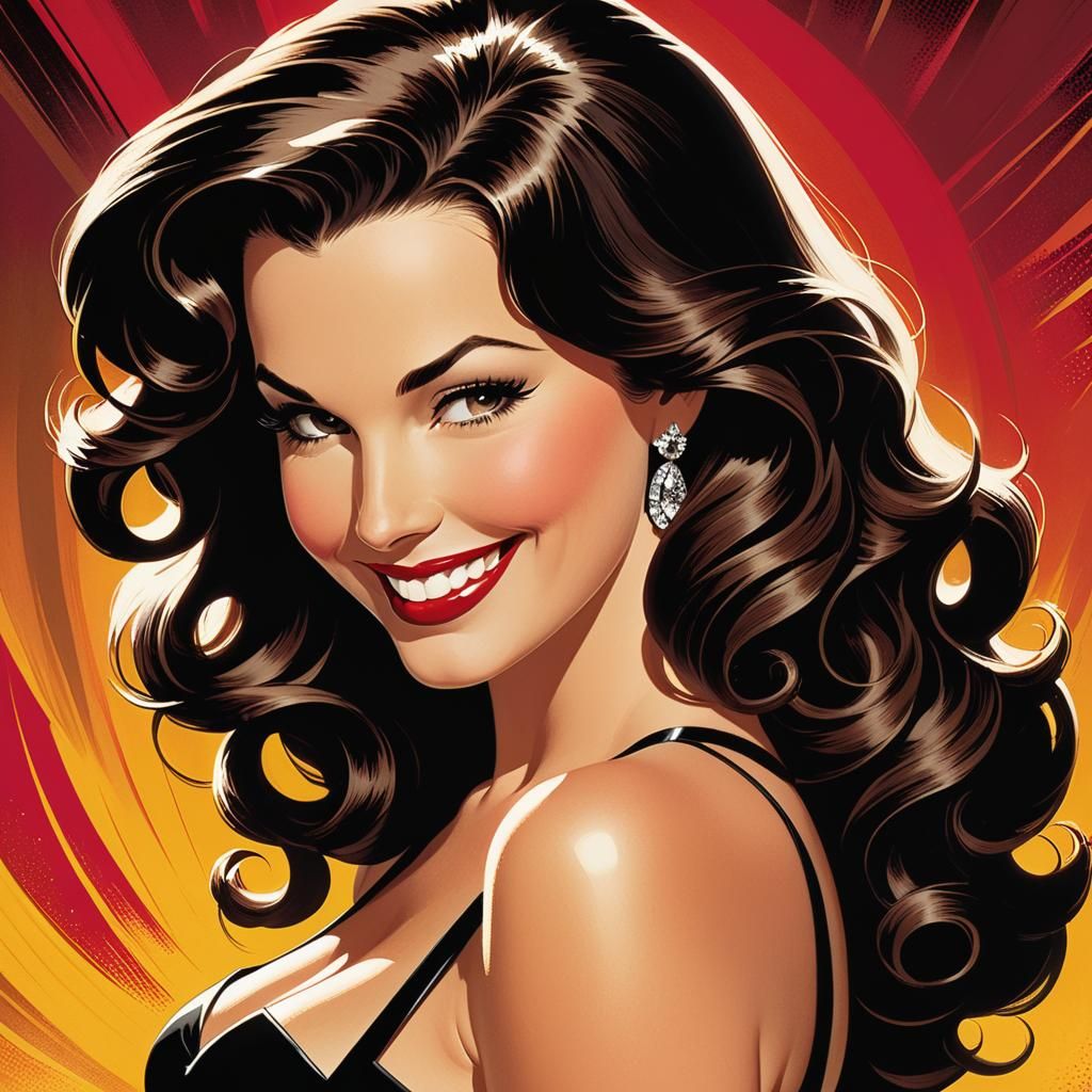 Retro Comic Art: Alluring Woman in Hughes Style