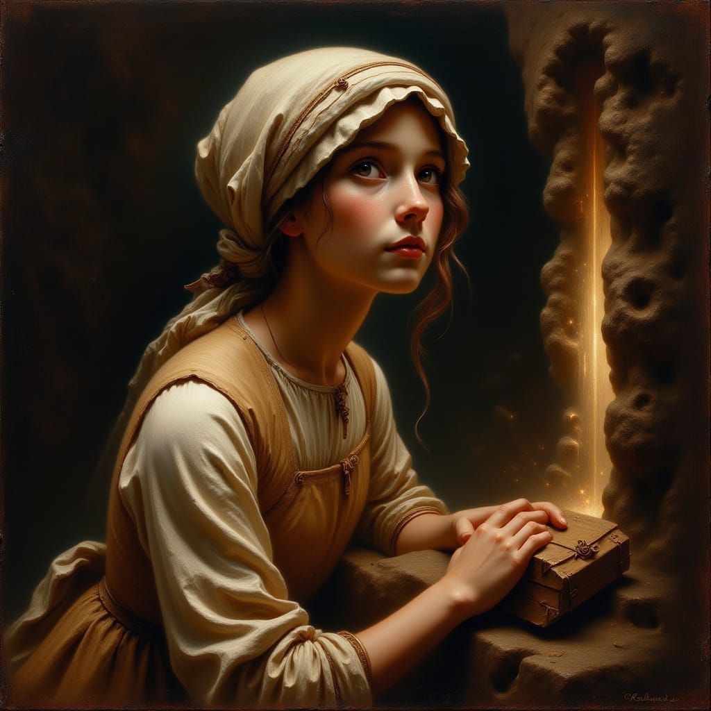 Bernadette's Vision in Romantic Oil Painting Style