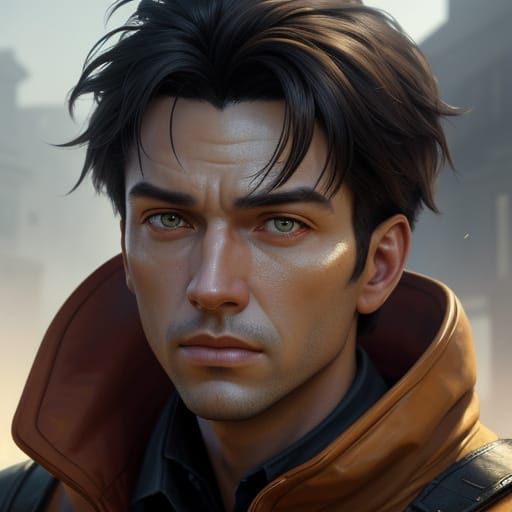 Expressive Boy Listening, Digital Painting in Rutkowski Styl...