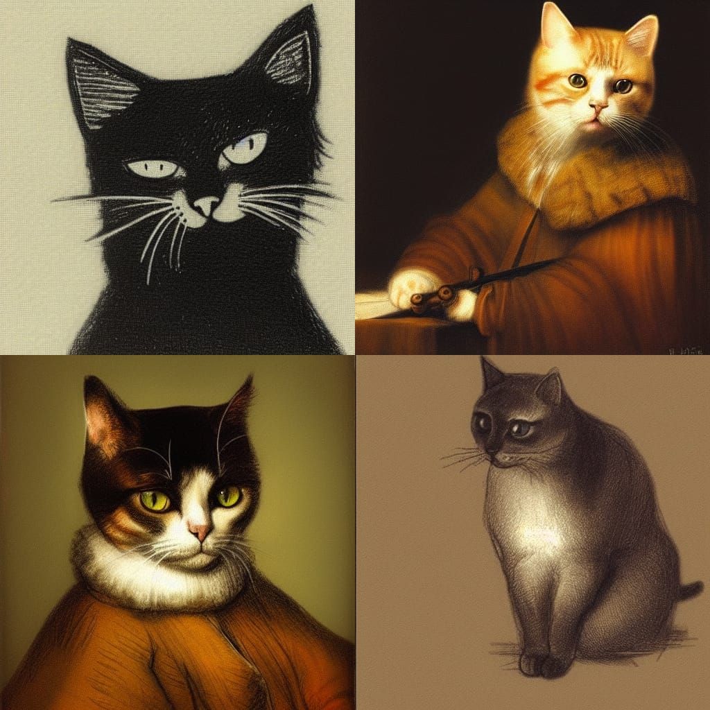 Cat in Rembrandt Style
