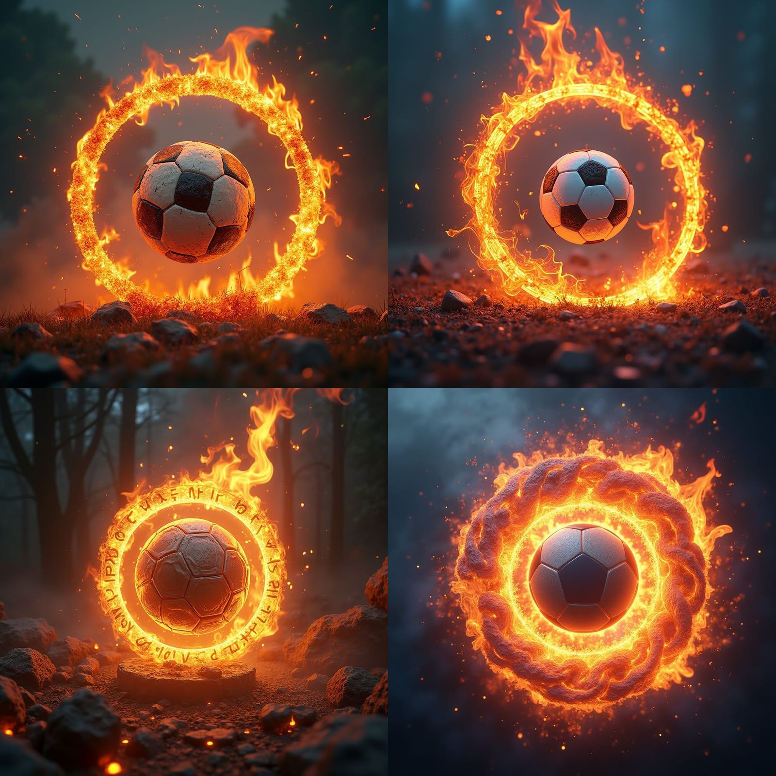 Fiery Soccer Ball: Detailed Matte Painting