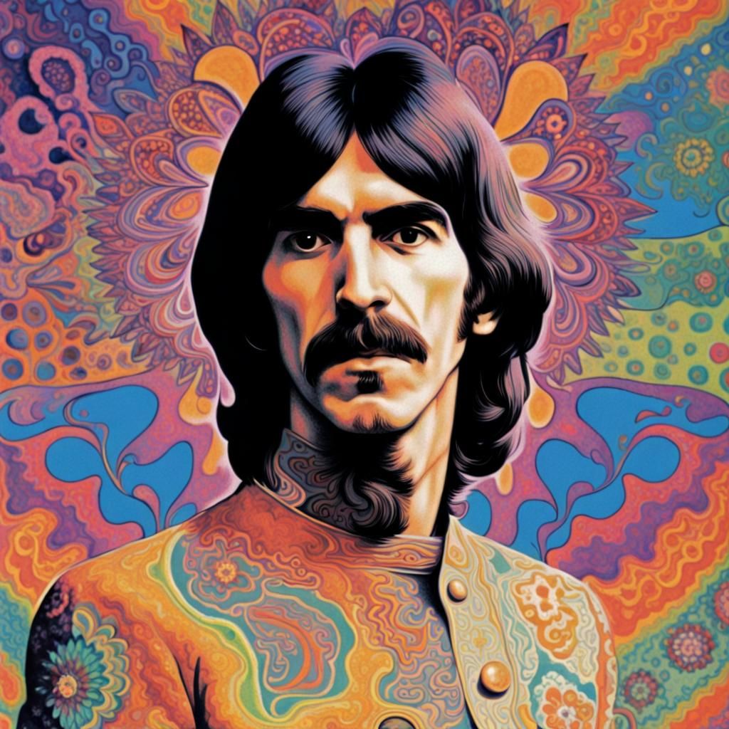 Psychedelic Poster of George Harrison in 1968