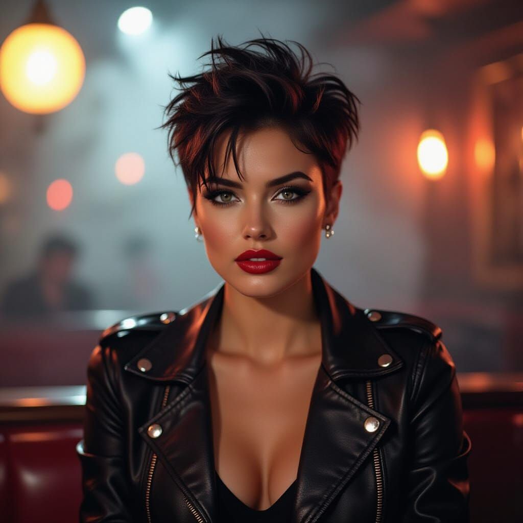 Smoky Jazz Club: Analog Film Close-Up of Rebellious Woman