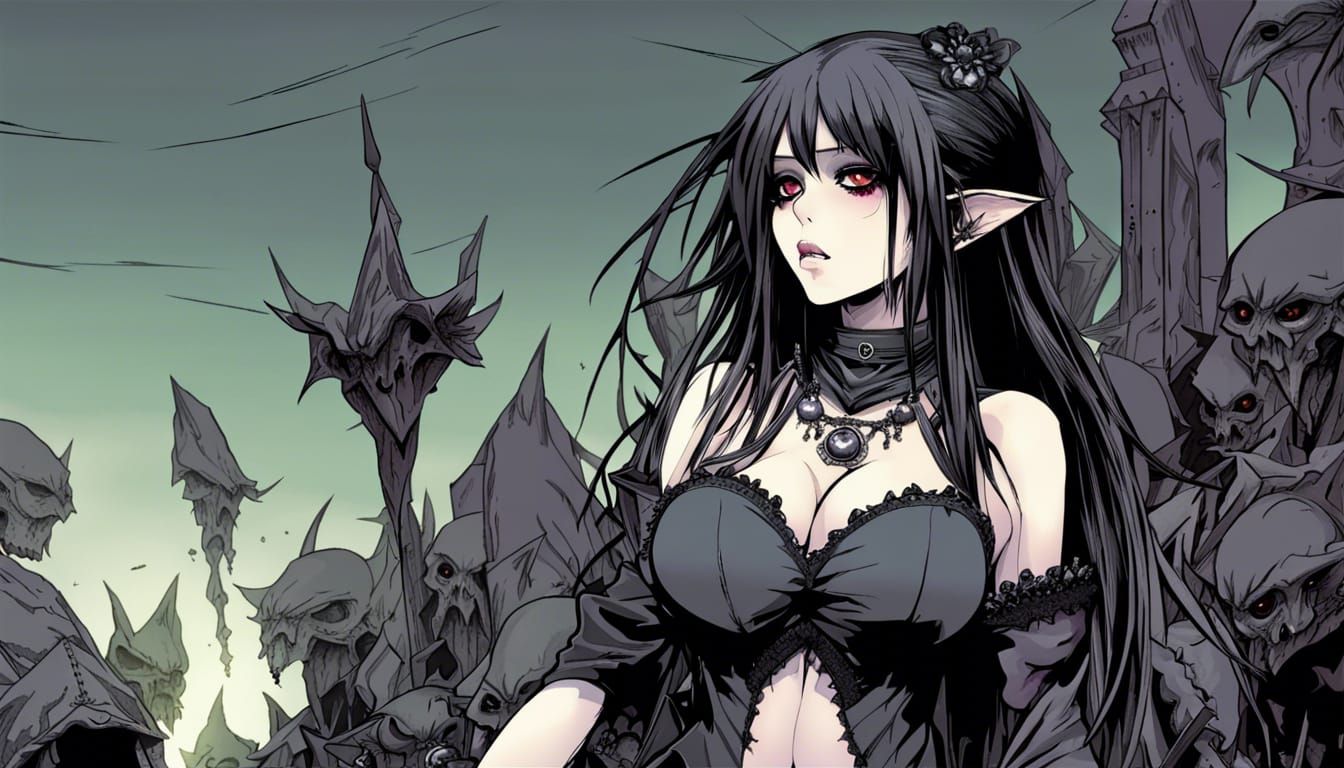 Goth Goblin Girls in Anime Manga Style