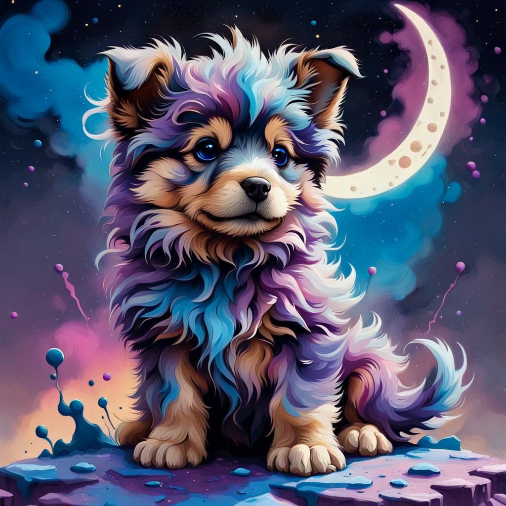 Colorful Puppy in Graffiti Splash Art Style