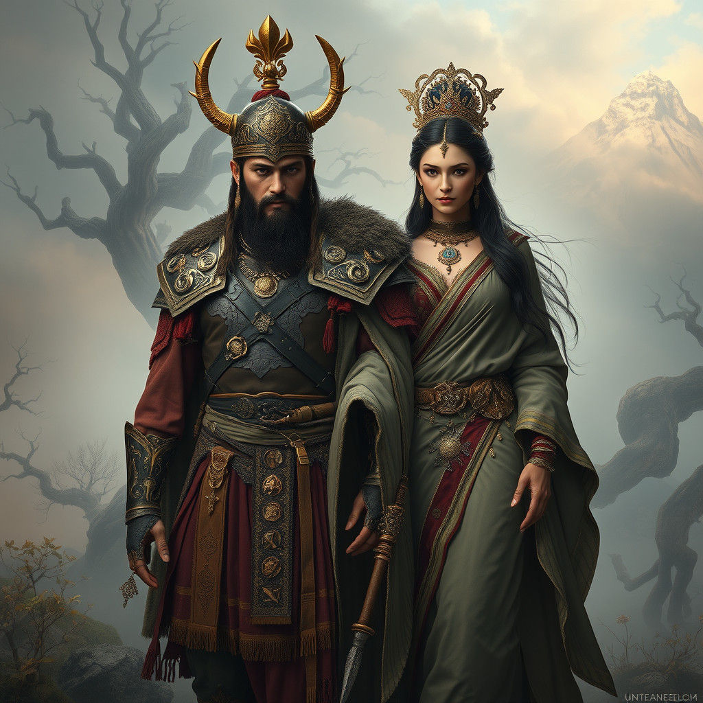 Hun Warrior and Wife in Mystical Realm