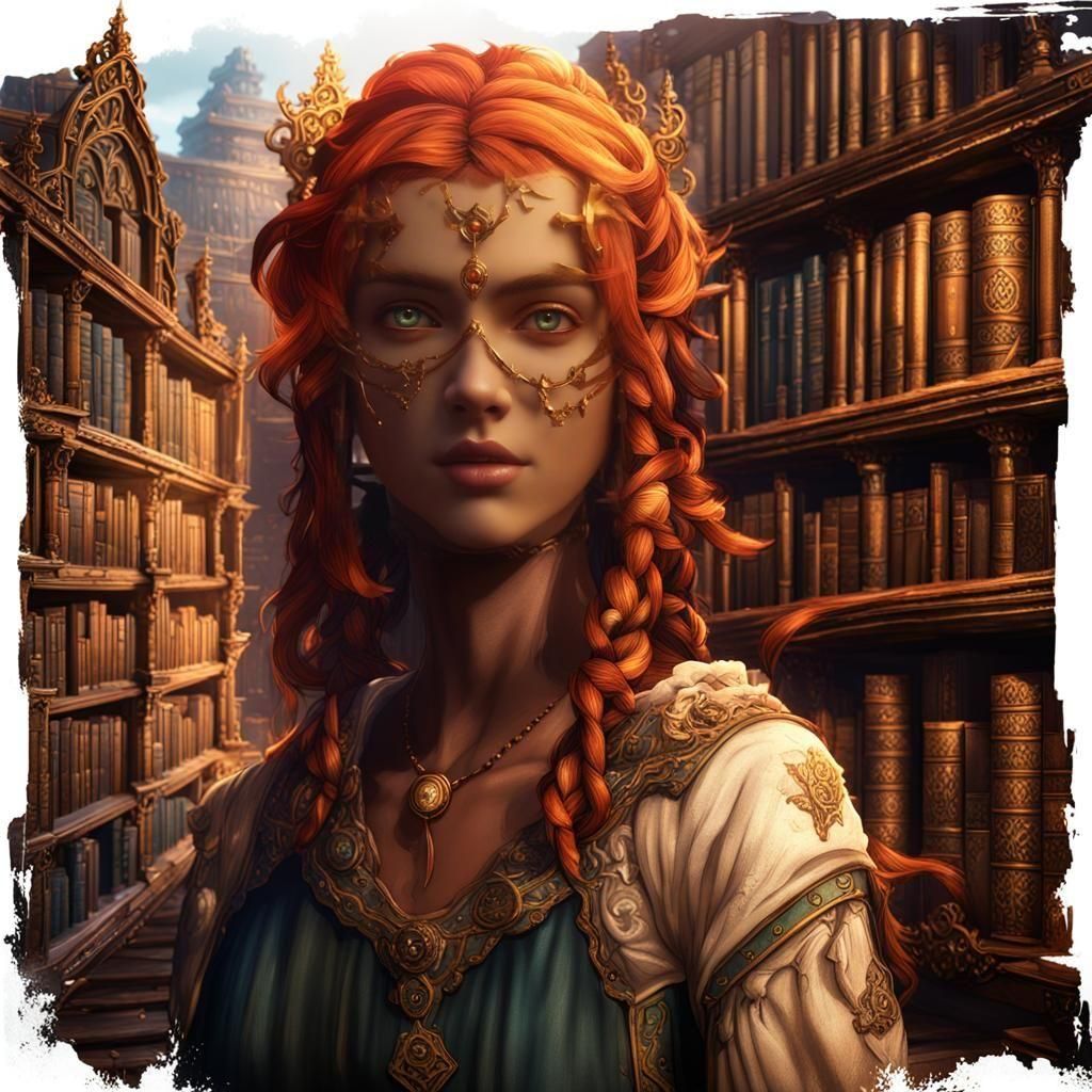 Fantastical Library of Fate: Detailed Matte Painting