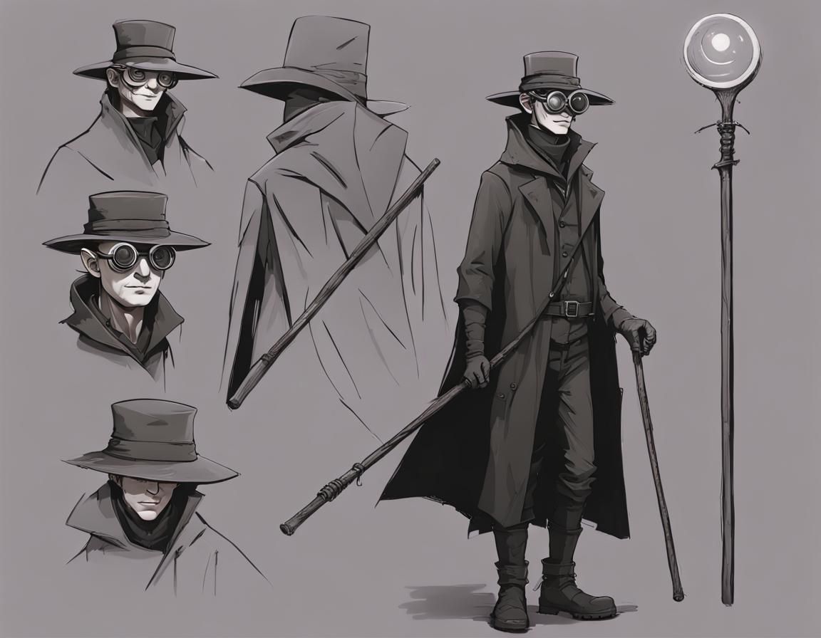 Gloomwrought Elf Wizard in Art Nouveau Style