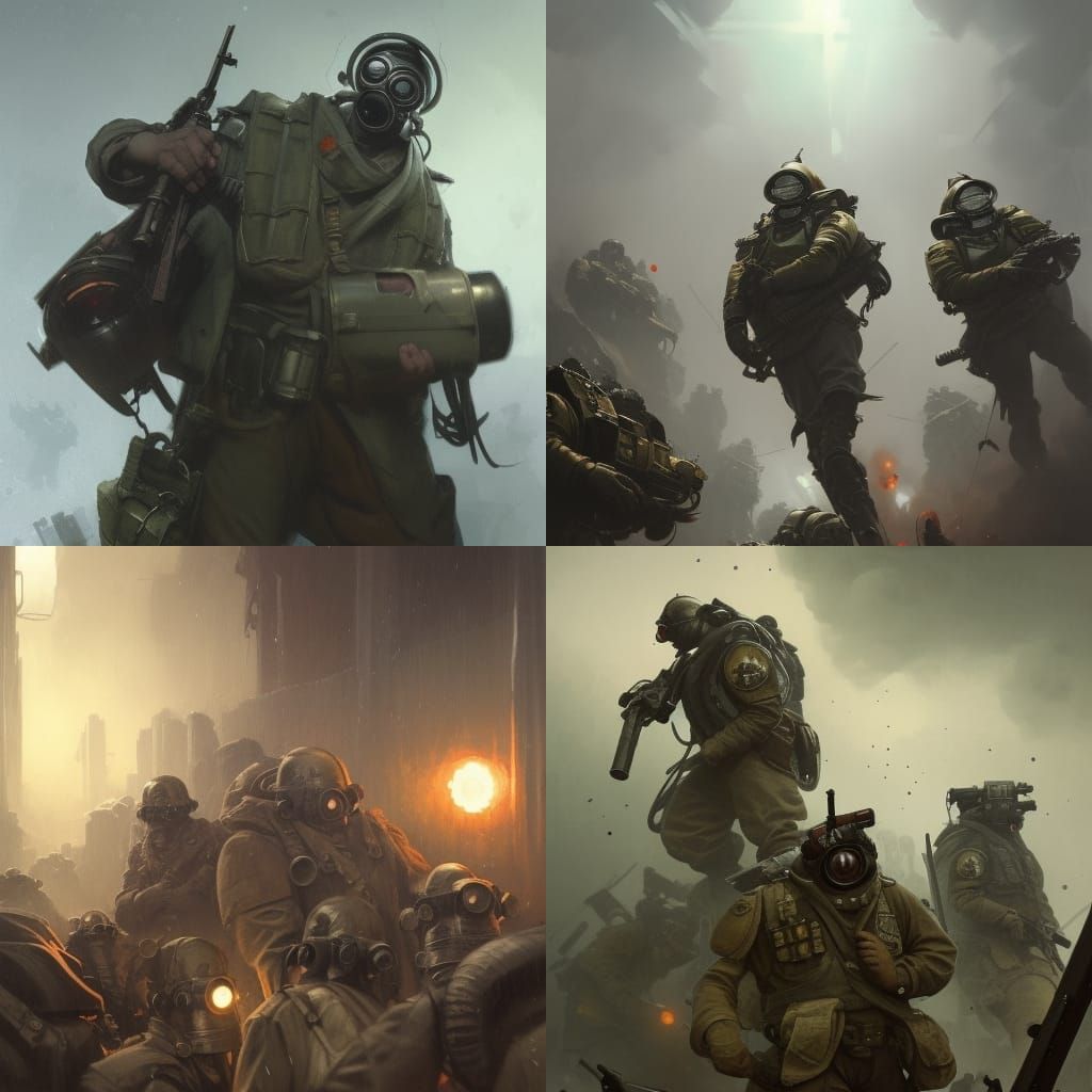 Grimdark WW2 Soldiers in Sci-Fi Dystopia