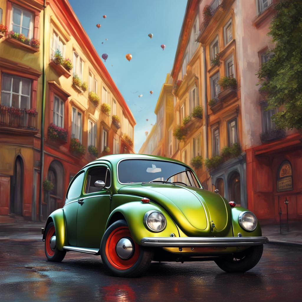 Coccinelle newbeetle on a town