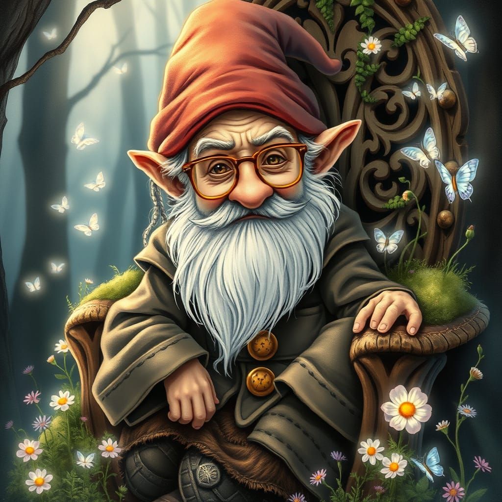 Mystical Gnome Seeks Wisdom in Whimsical Forest Glen