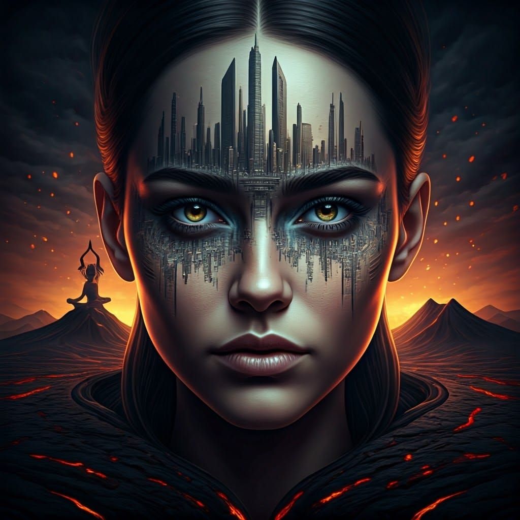 Surreal Goddess of Fire and Metropolis