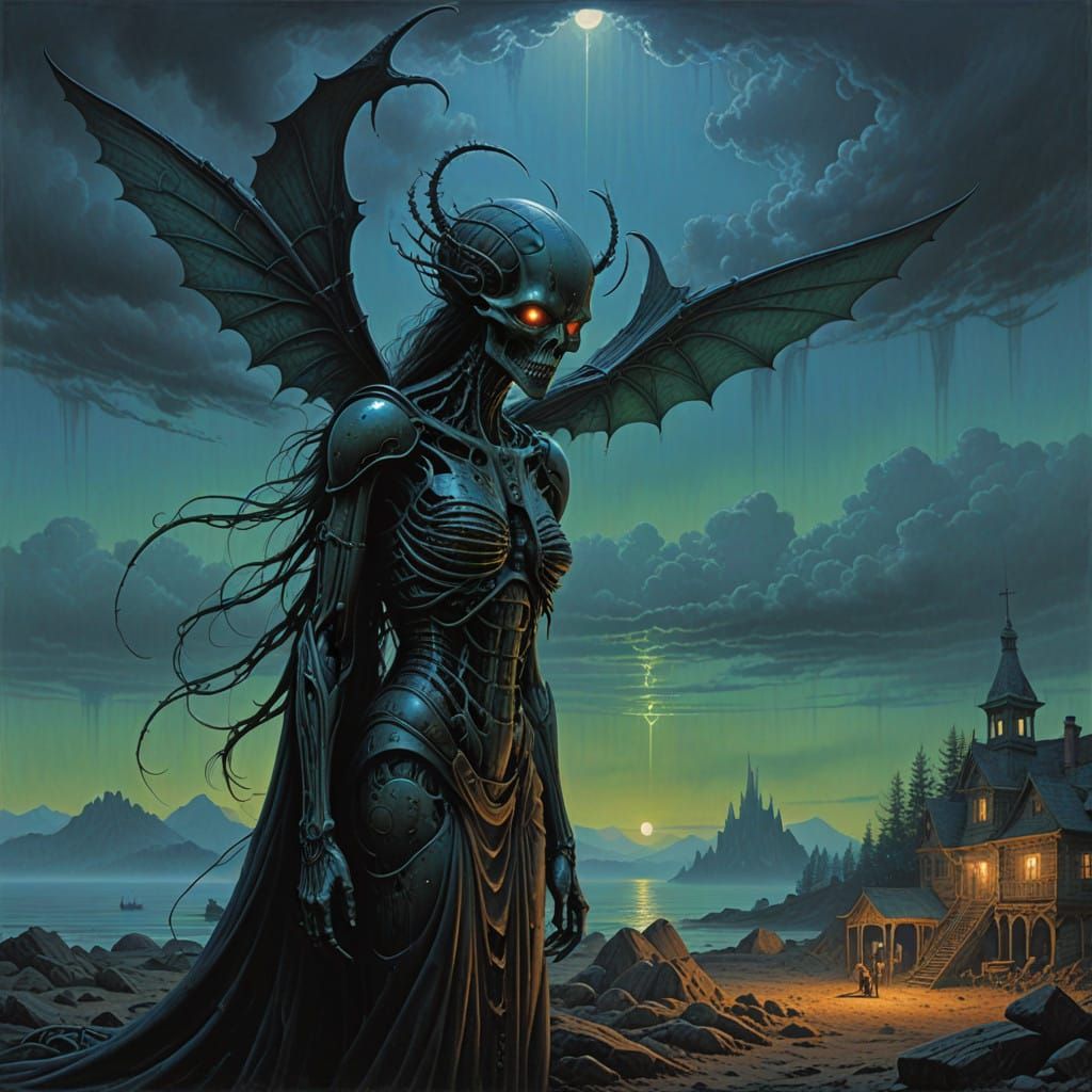 Majestic Fairy Erupts from Twilight Shores in Baroque Glory