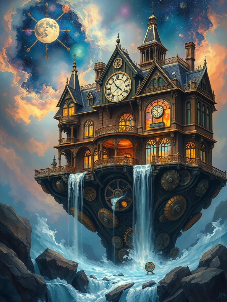 Steampunk Victorian Mansion on Floating Island