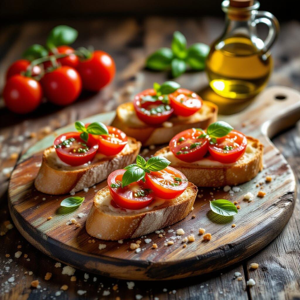 Vibrant Bruschetta Still Life in Classic Style